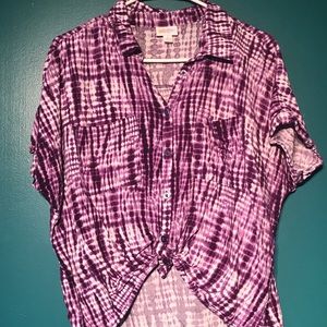 Lularoe Purple Tye Dye Amy Button down Top S